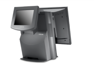 Toshiba SurePOS 580 rear view with 6.5″ LCD rear mounted customer display.