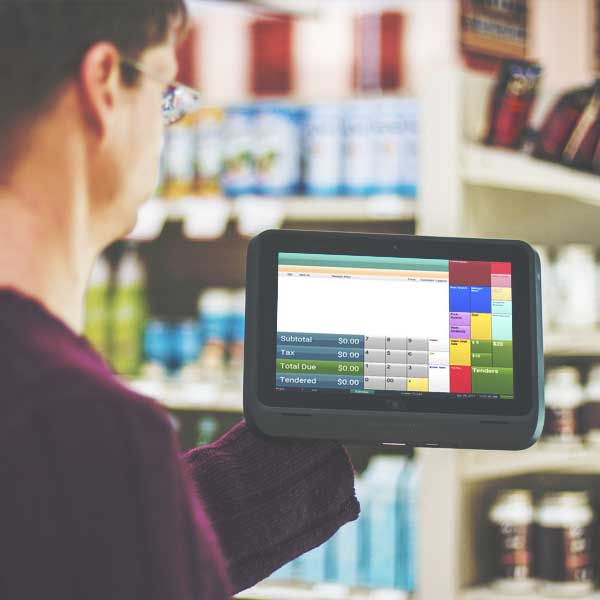 a person handling a POS hardware
