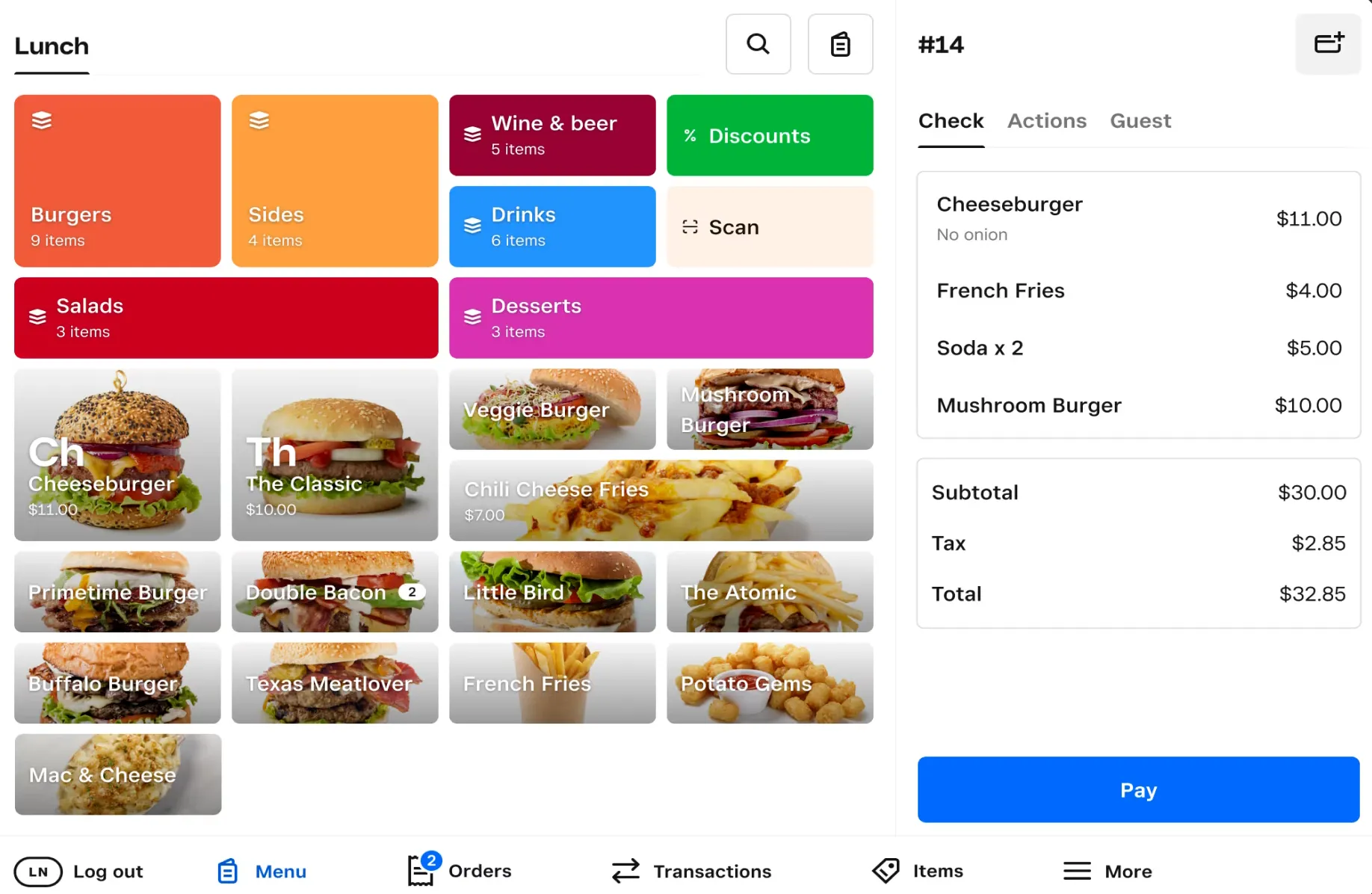 Square POS Menu Display